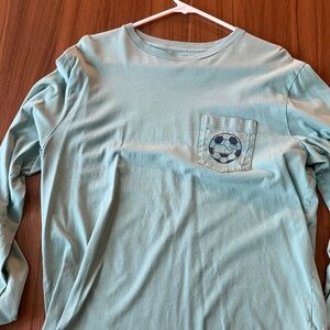 Vineyard Vines Teal Whale Soccer Long Sleeve Shirt
